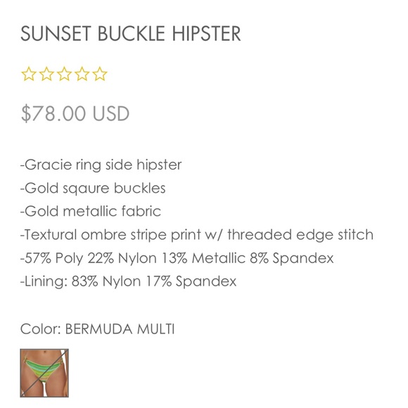 Becca Swim, 2 piece bikini set, NWT. Top size small, bottom size medium. - Picture 5 of 8